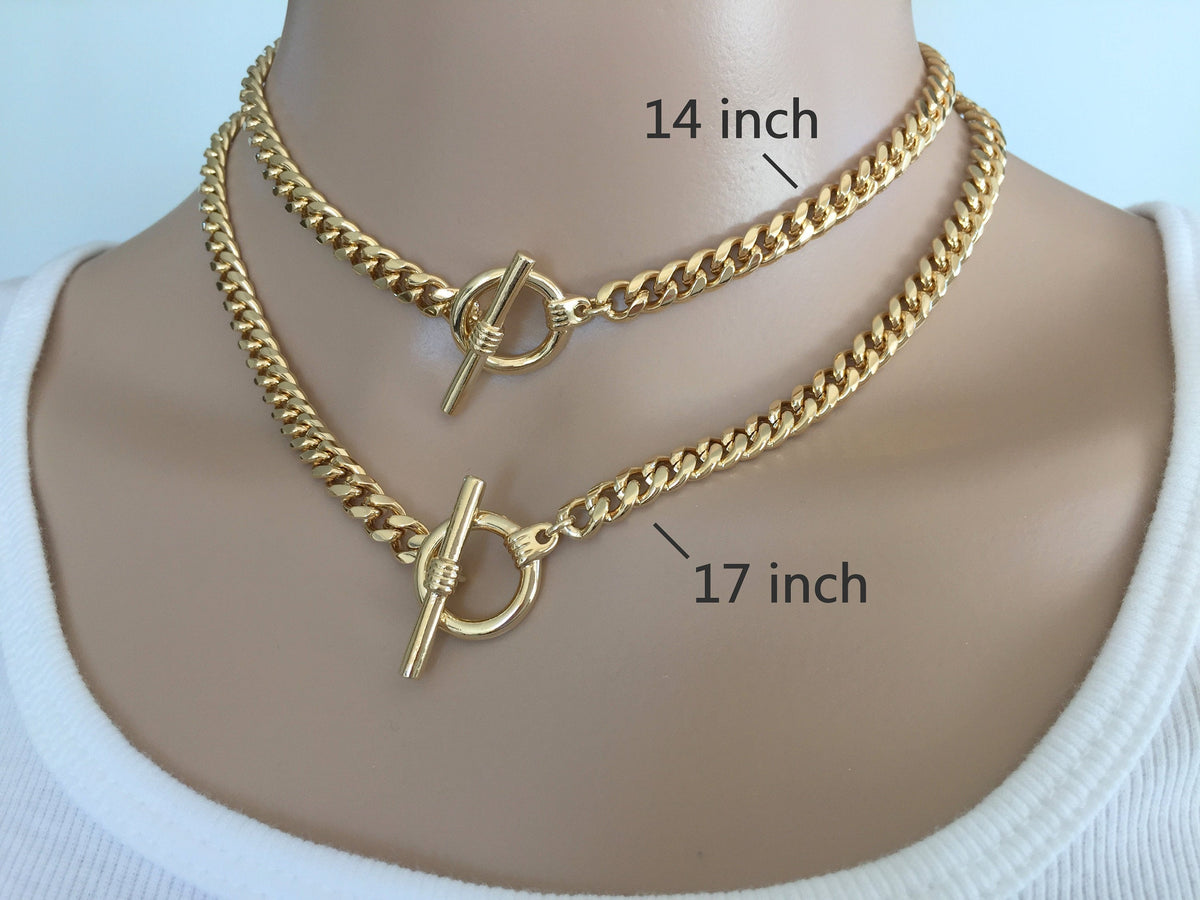 Chunky Gold Chain Choker Necklace, Gold Chain Necklace, Chunky Gold Necklaces for Woman, Gold Link Necklaces Chain, Gold Choker Chain