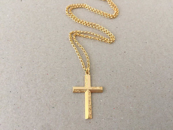 The Difference | Christian Cross and Heart Pendant and Necklace, Religious  Medallion Hand Cut,14 Karat Gold and Rhodium Plated,1 1/4″ in Diameter, (  #K 875 )