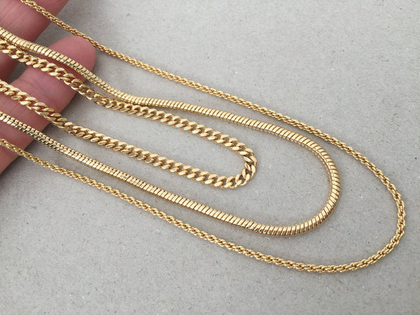 Gold Chain Necklace, Thick Snake Chain, Curb Link Chain, Skinny