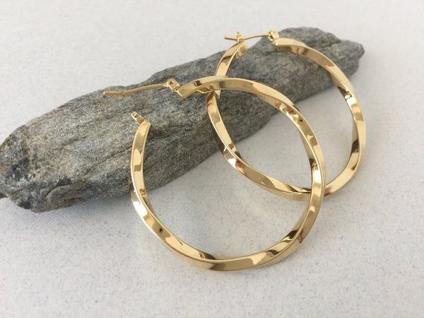 Large 14k Gold Twisted Hoop Earrings 2024 | favors.com